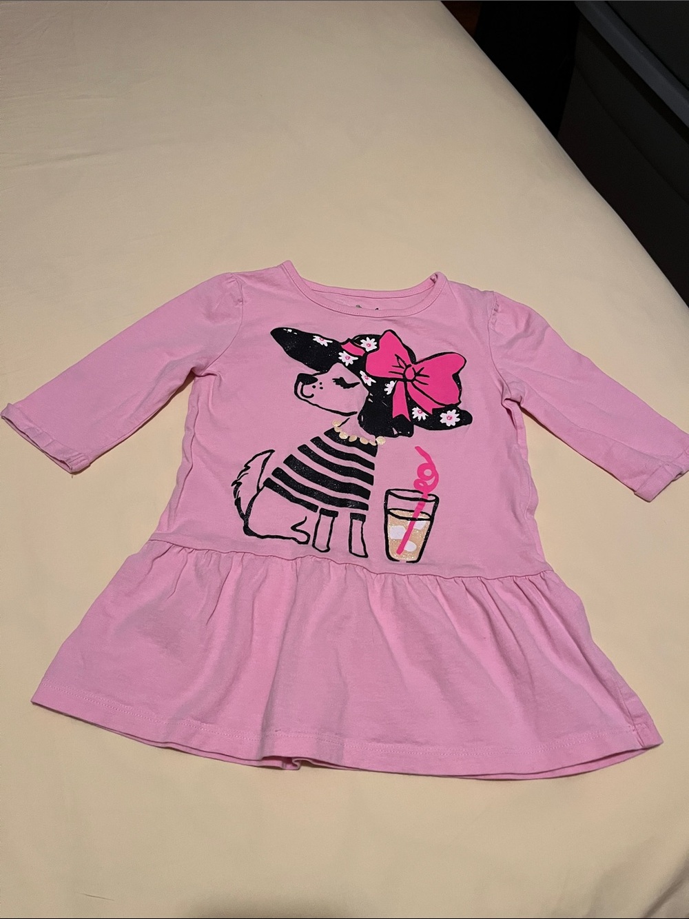 Jumping Beans Pink fancy dog logo peplum Tee